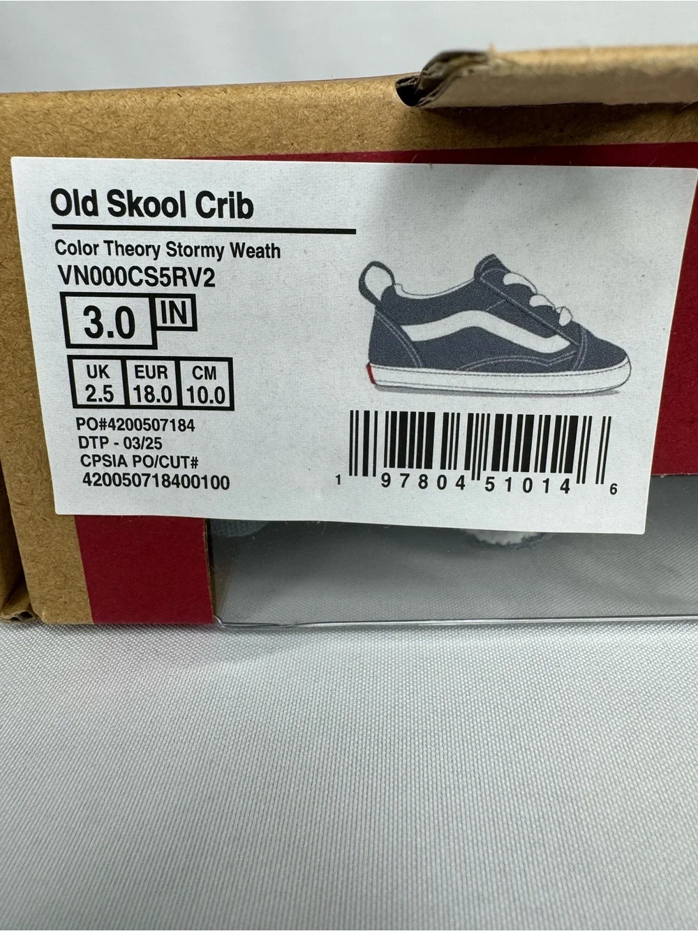 Vans Baby Crib Gray & White Classic Slip-On Style Sneakers